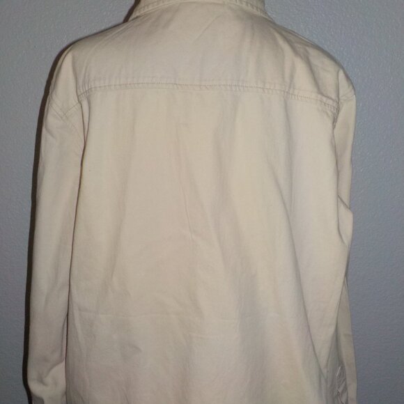 MIDNIGHT SKY WOMENS SIZE X-LARGE KHAKI TAN SNAP FRONT LONG SLEEVE DENIM SHIRT - Picture 5 of 8